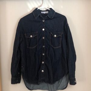 Zara Dark Blue Denim Button-Up Shirt